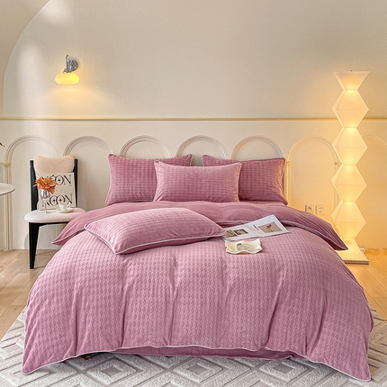 91家纺网 家纺一手货源 找家纺 （总）2024新款牛奶绒雕花麻绳款三件套四件套