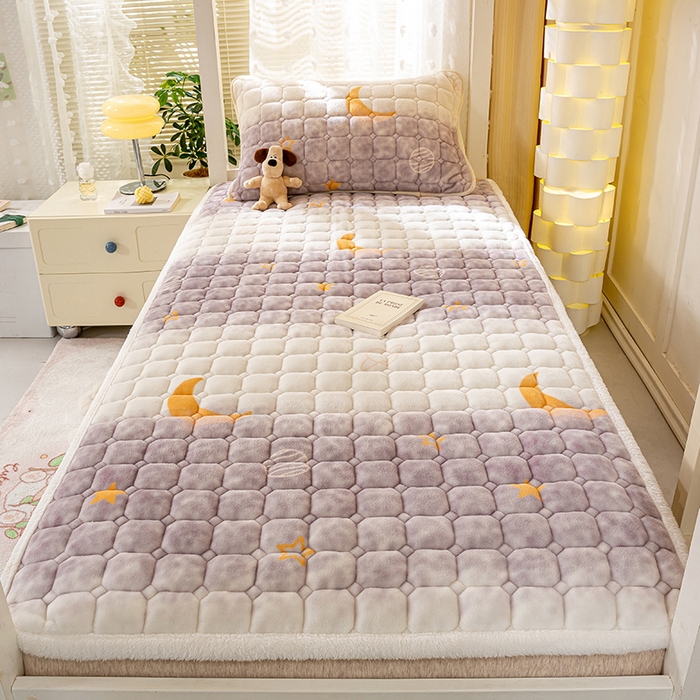 91家纺网 家纺一手货源 找家纺 眠势力 2025牛奶绒学生床垫夹棉加厚秋冬季保暖床褥子印花床护垫 梦幻星空