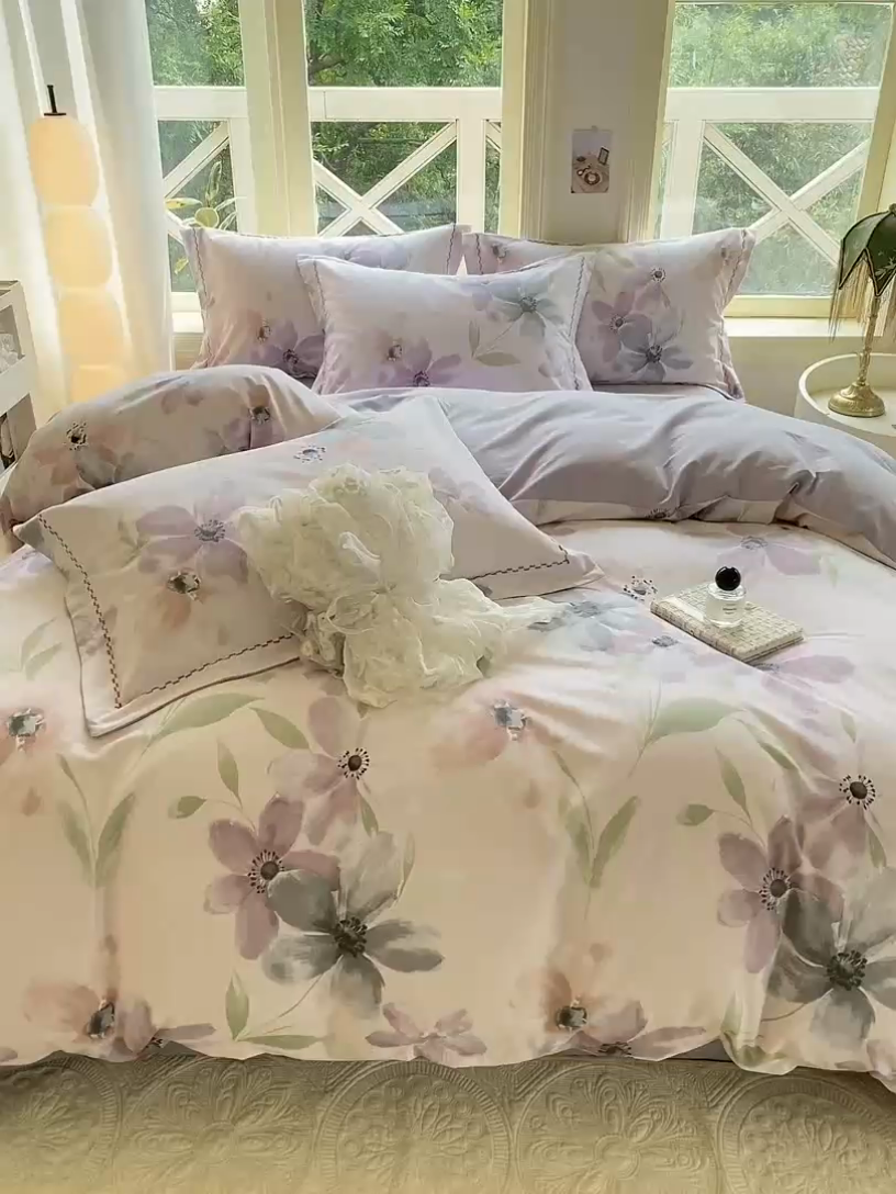 91家纺网 家纺一手货源 找家纺 宜家坊 2024秋冬新款全棉超柔加厚生态磨毛四件套 叶颜