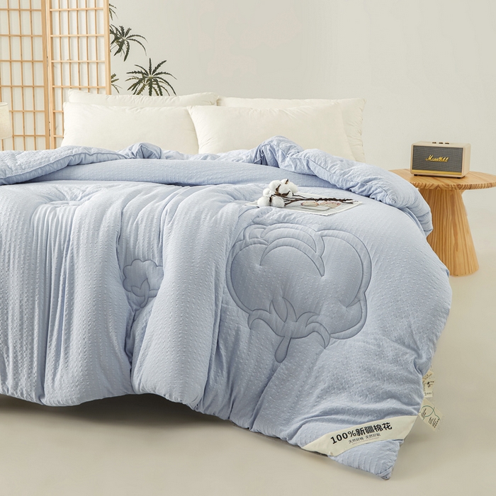 91家纺网 家纺一手货源 找家纺 2024新款A类亲肤舒适提花新疆棉花被子被芯 棉玲蓝