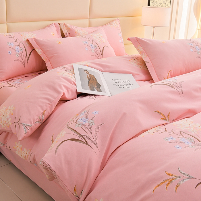 91家纺网 家纺一手货源 找家纺 润淳 2025新直播加厚活性磨毛四件套纯棉三件套 玉立满枝-粉