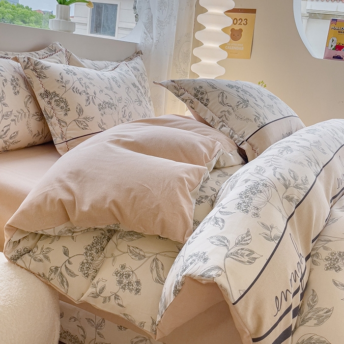 91家纺网 家纺一手货源 找家纺 宜家坊 2024秋冬新款全棉超柔加厚生态磨毛四件套 枝繁叶茂