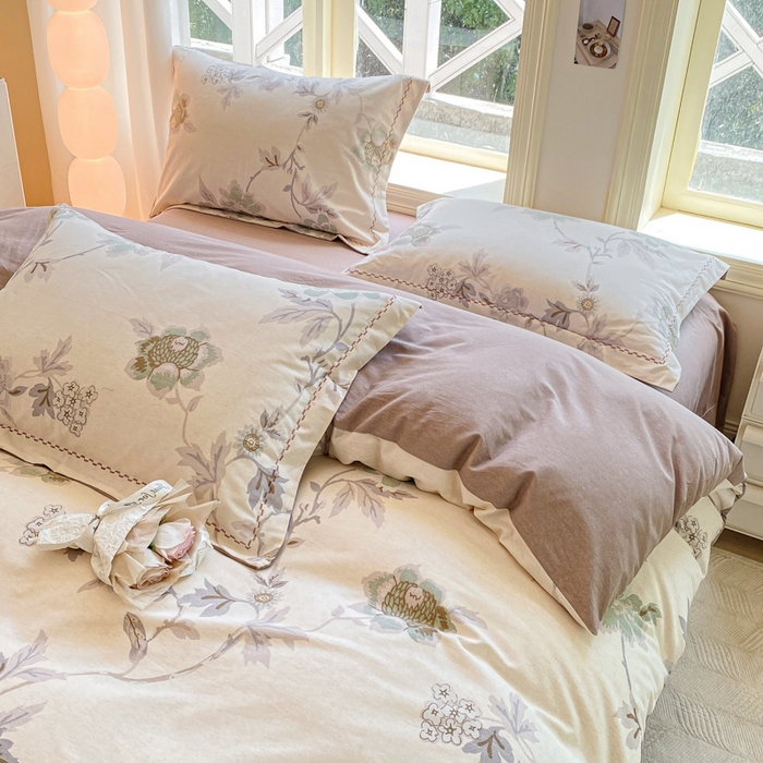 91家纺网 家纺一手货源 找家纺 宜家坊 2024秋冬新款全棉超柔加厚生态磨毛四件套 鹿禾