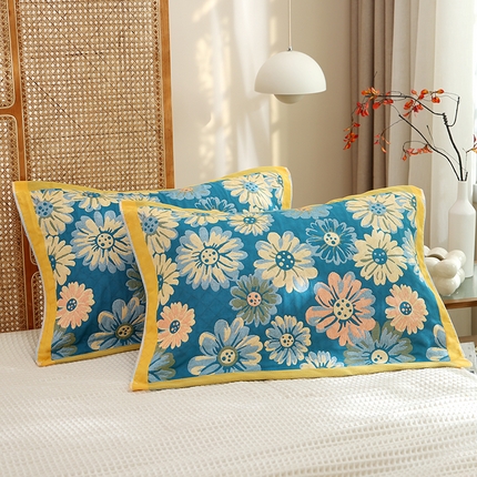 91家纺网 家纺一手货源 找家纺 （总）朴尔家纺-毛巾被 2024新款全棉色织提花宽边定位四层纱布枕巾