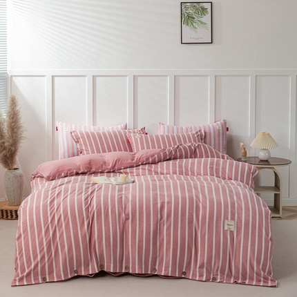 91家纺网 家纺一手货源 找家纺 （总）睡美美家纺 2024新款加厚水洗棉四件套-条纹系列