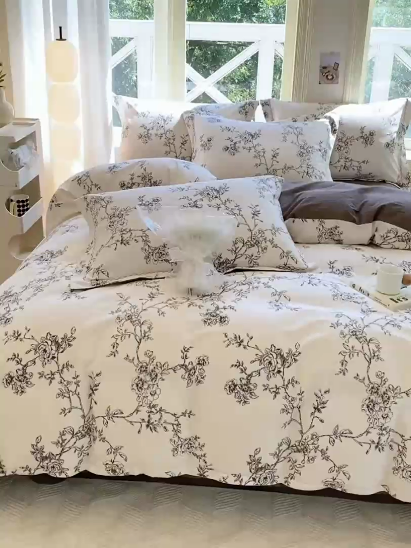 91家纺网 家纺一手货源 找家纺 宜家坊 2024秋冬新款全棉超柔加厚生态磨毛四件套 寻花集