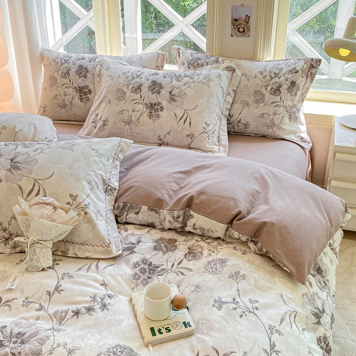 91家纺网 家纺一手货源 找家纺 宜家坊 2024秋冬新款全棉超柔加厚生态磨毛四件套 远黛-灰