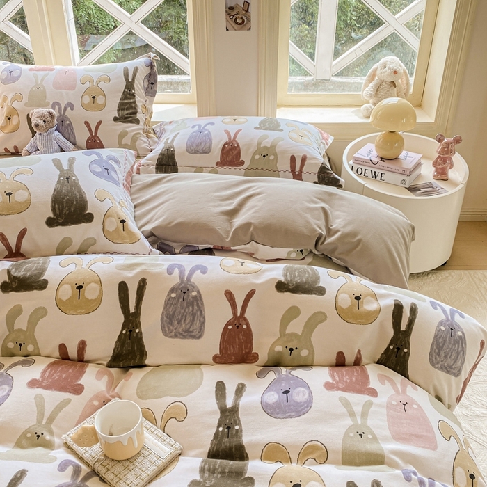 91家纺网 家纺一手货源 找家纺 宜家坊 2024秋冬新款全棉超柔加厚生态磨毛四件套 妮可