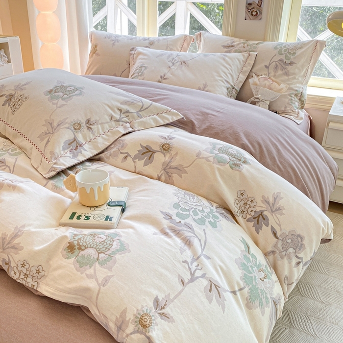 91家纺网 家纺一手货源 找家纺 宜家坊 2024秋冬新款全棉超柔加厚生态磨毛四件套 鹿禾