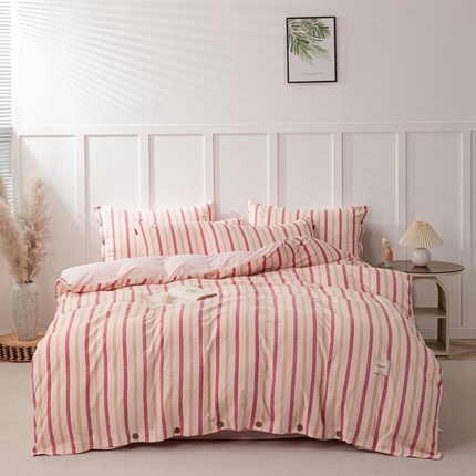91家纺网 家纺一手货源 找家纺 （总）睡美美家纺 2024新款加厚水洗棉四件套-条纹系列