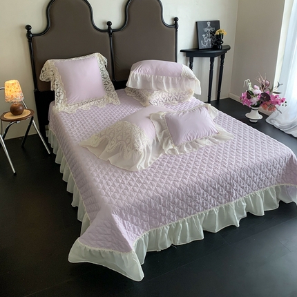 91家纺网 家纺一手货源 找家纺 （总）吾欢心 2025新款公主风雪纺边四季通用夹棉床盖