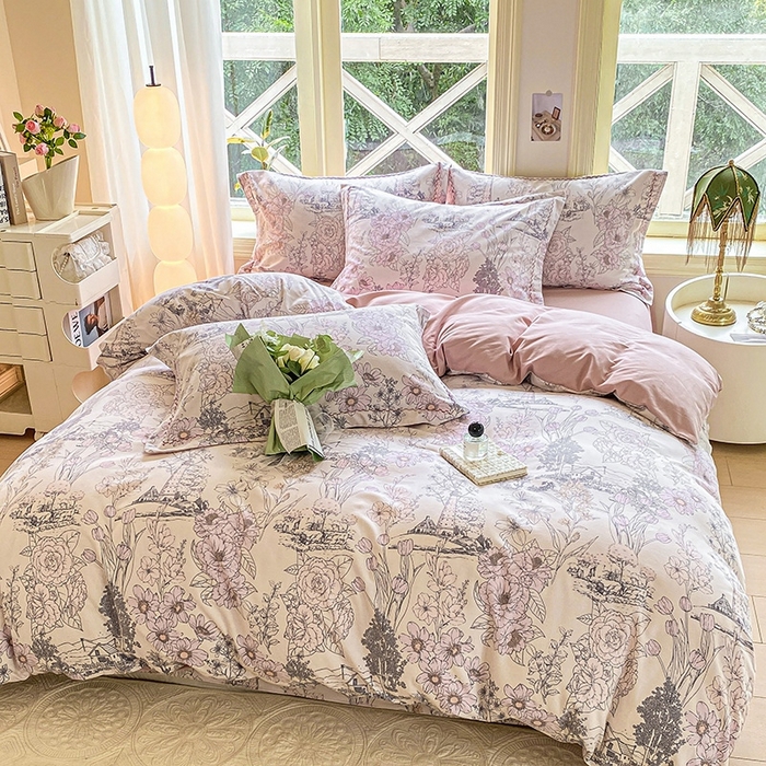 91家纺网 家纺一手货源 找家纺 宜家坊 2024秋冬新款全棉超柔加厚生态磨毛四件套 美丽人生