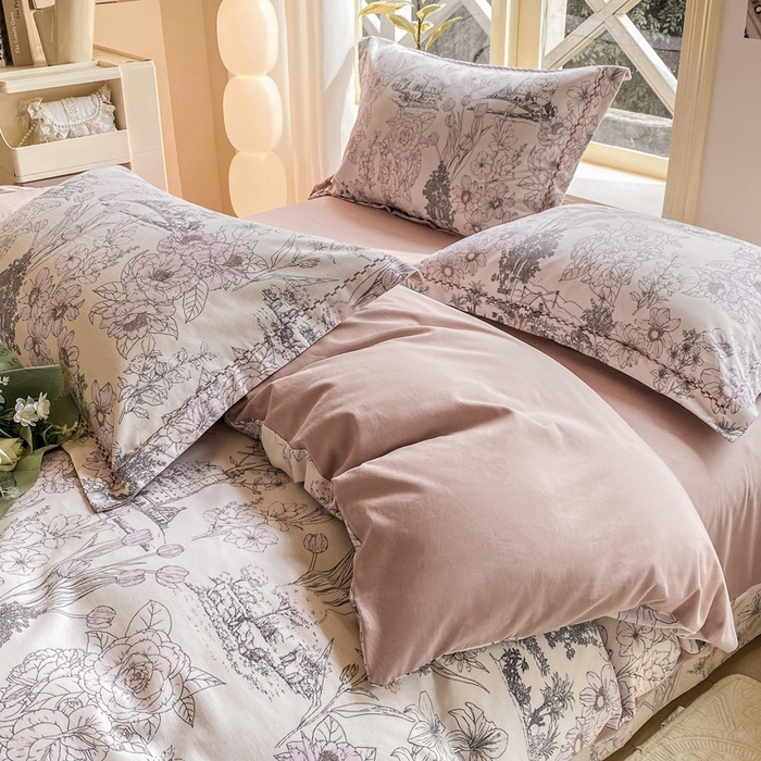 91家纺网 家纺一手货源 找家纺 宜家坊 2024秋冬新款全棉超柔加厚生态磨毛四件套 美丽人生