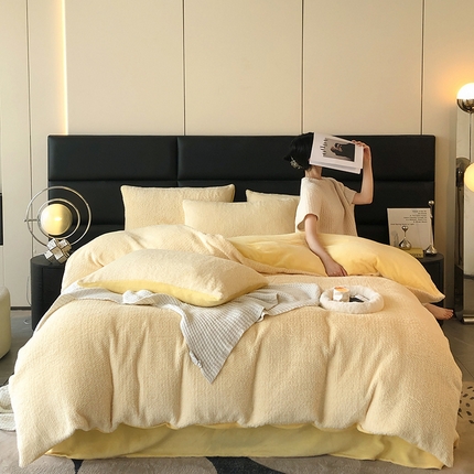 2024新款兔毛麦穗纹系列三件套四件套 琉璃黄