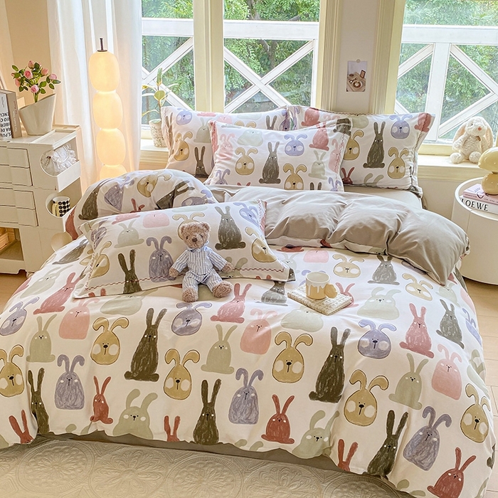 91家纺网 家纺一手货源 找家纺 宜家坊 2024秋冬新款全棉超柔加厚生态磨毛四件套 妮可