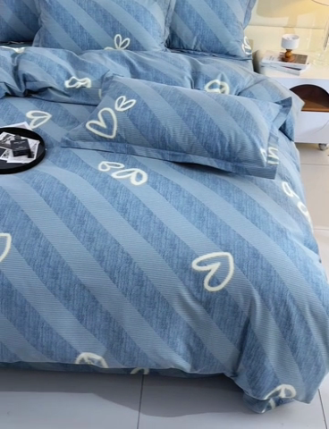 91家纺网 家纺一手货源 找家纺 润淳 2025新直播加厚活性磨毛四件套纯棉三件套 一心一意 蓝