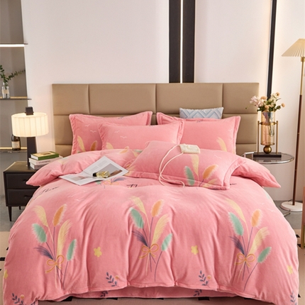 91家纺网 家纺一手货源 找家纺 （总）卡迪亚 2024新款全消光牛奶绒印花四件套