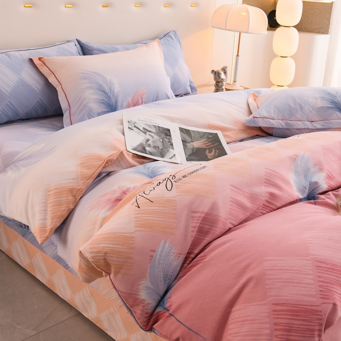 91家纺网 家纺一手货源 找家纺 润淳 2025新直播加厚活性磨毛四件套纯棉三件套 摇曳 粉