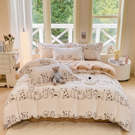 91家纺网 家纺一手货源 找家纺 （总）宜家坊 2024秋冬新款全棉超柔加厚生态磨毛四件套