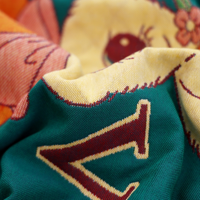 91家纺网 家纺一手货源 找家纺 朴尔家纺-毛巾被 2024新款色织定位提花纯棉四层纱布枕巾 爱情来临-绿