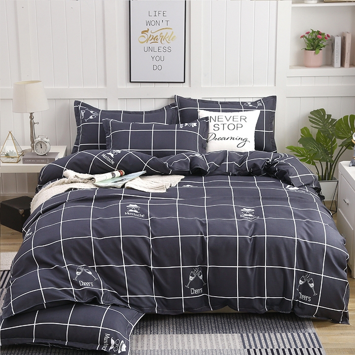 91家纺网 家纺一手货源 找家纺 梦卓家纺 2025新款直播加厚植物羊绒四件套高克重磨毛跨境四件套 大量现货深灰