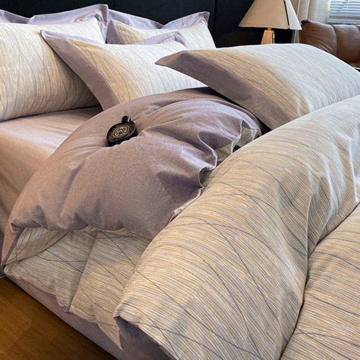 91家纺网 家纺一手货源 找家纺 慕晨 2024新款A类全棉贡缎磨毛数码印花高级宽边简奢款中高端四件套直播爆款 寻意