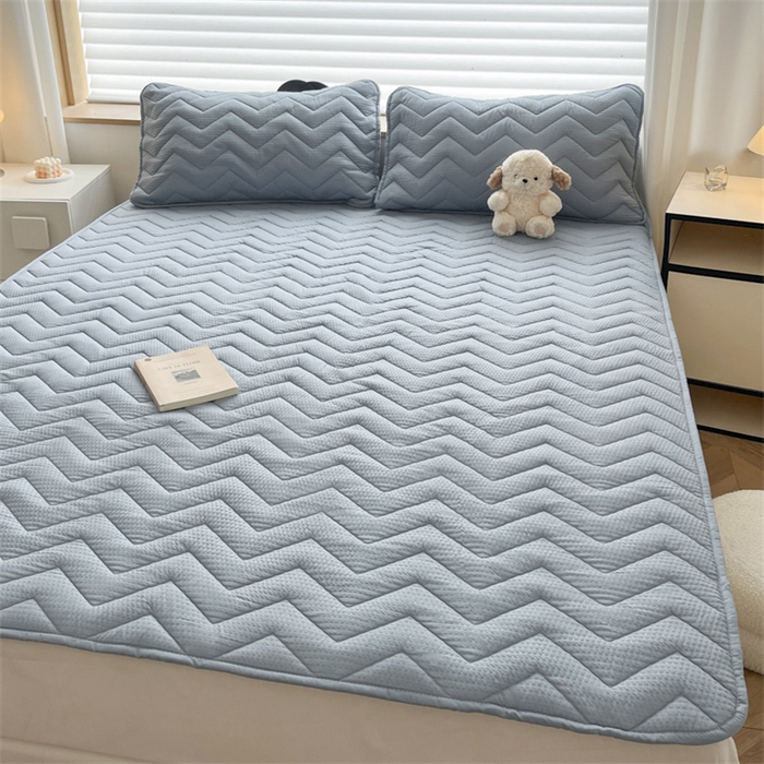 91家纺网 家纺一手货源 找家纺 老帅的工厂店 2025新款泡泡纱提花床垫系列 大床（有买家秀） 灰蓝