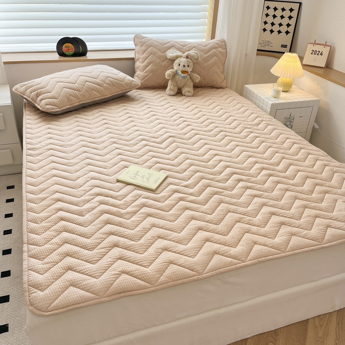 91家纺网 家纺一手货源 找家纺 老帅的工厂店 2025新款泡泡纱提花床垫系列 大床（有买家秀） 粉色