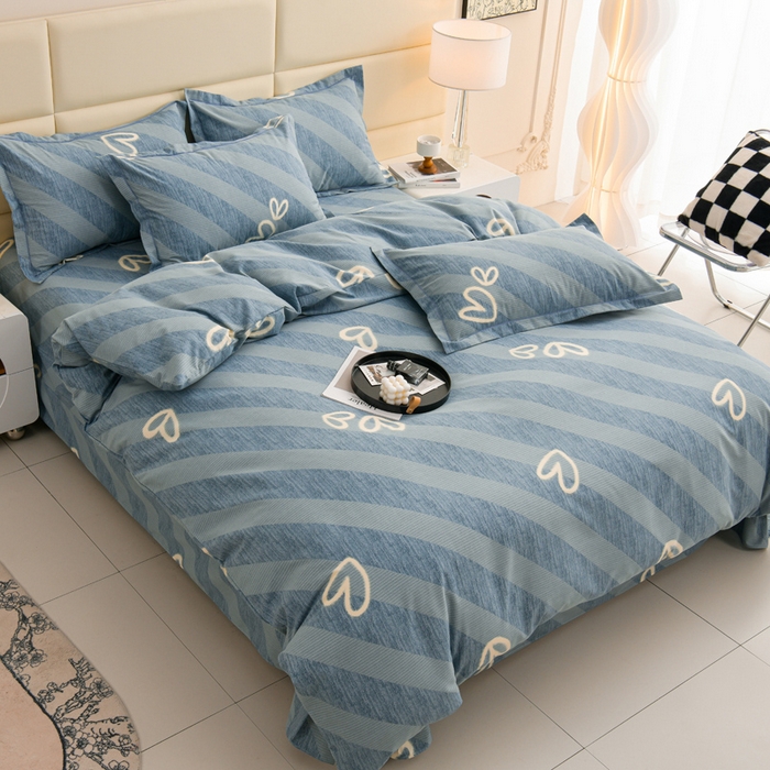 91家纺网 家纺一手货源 找家纺 润淳 2025新直播加厚活性磨毛四件套纯棉三件套 一心一意 蓝