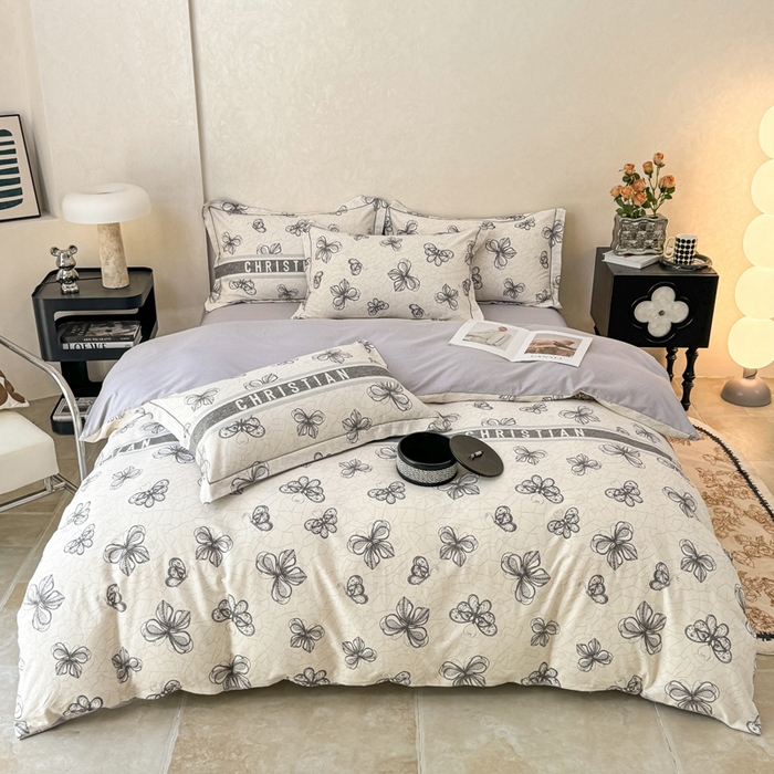 91家纺网 家纺一手货源 找家纺 凌鼎 2025新款100%全棉生态磨毛四件套系列1 淡雅华花