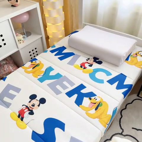 91家纺网 家纺一手货源 找家纺 简宜家居（朝初家纺） 2025新款针织棉学生学生床垫+垫套组合 欢乐米奇