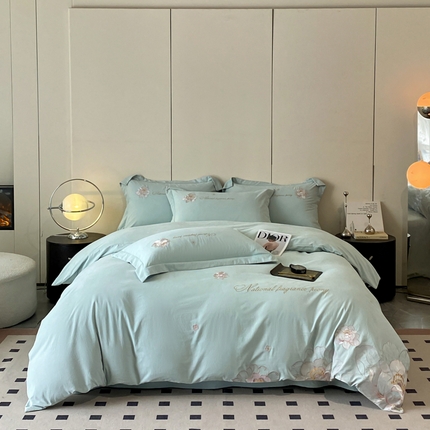 91家纺网 家纺一手货源 找家纺 （总）玉海棠 2024新款舒适亲肤刺绣四件套-赛琳娜系列