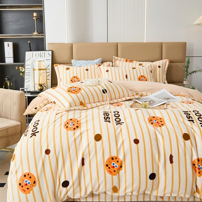 91家纺网 家纺一手货源 找家纺 卡迪亚 2024新款全消光牛奶绒印花四件套 星辰点点