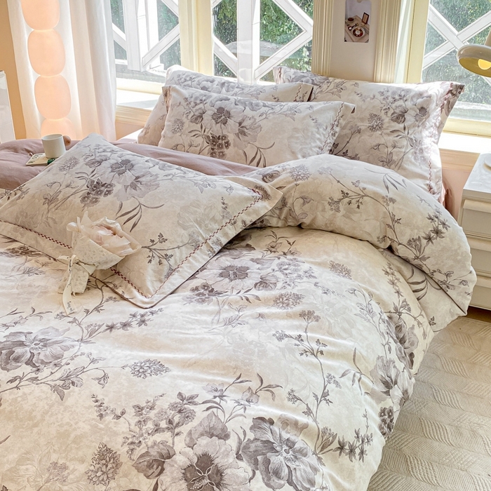 91家纺网 家纺一手货源 找家纺 宜家坊 2024秋冬新款全棉超柔加厚生态磨毛四件套 远黛-灰