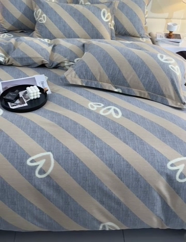 91家纺网 家纺一手货源 找家纺 润淳 2025新直播加厚活性磨毛四件套纯棉三件套 一心一意 灰