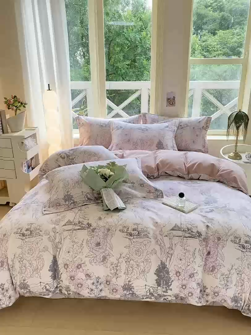 91家纺网 家纺一手货源 找家纺 宜家坊 2024秋冬新款全棉超柔加厚生态磨毛四件套 美丽人生