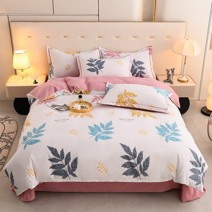 润淳 2025新直播加厚活性磨毛四件套纯棉三件套 声声蔓 绿