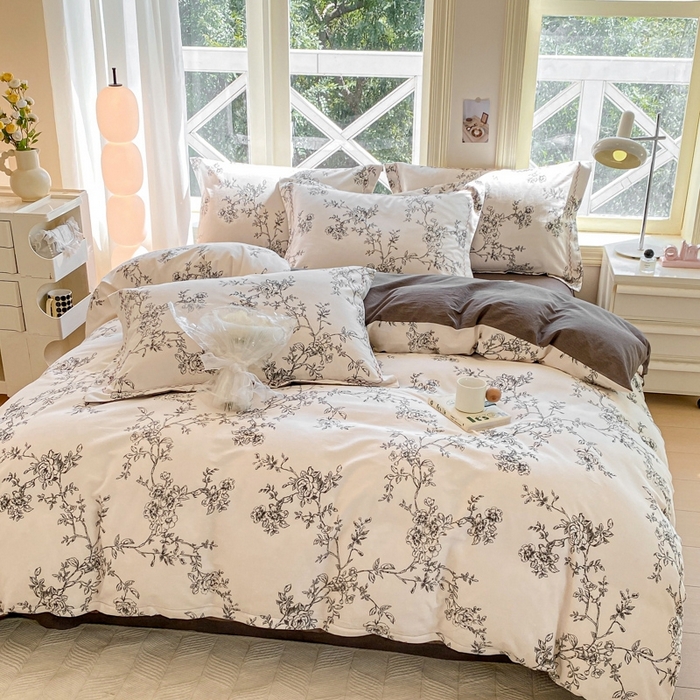 91家纺网 家纺一手货源 找家纺 宜家坊 2024秋冬新款全棉超柔加厚生态磨毛四件套 寻花集