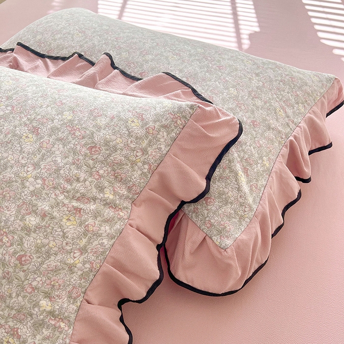 91家纺网 家纺一手货源 找家纺 韩约家纺 2025新款1针织棉皱皱纱床单款夏凉被春秋被冬被四件套 雾里花