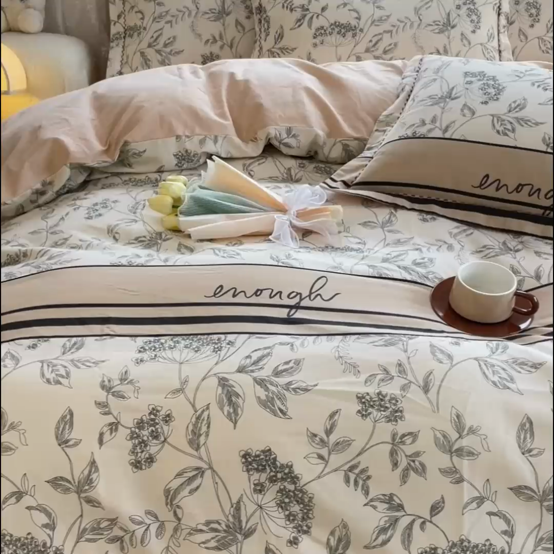 91家纺网 家纺一手货源 找家纺 宜家坊 2024秋冬新款全棉超柔加厚生态磨毛四件套 枝繁叶茂