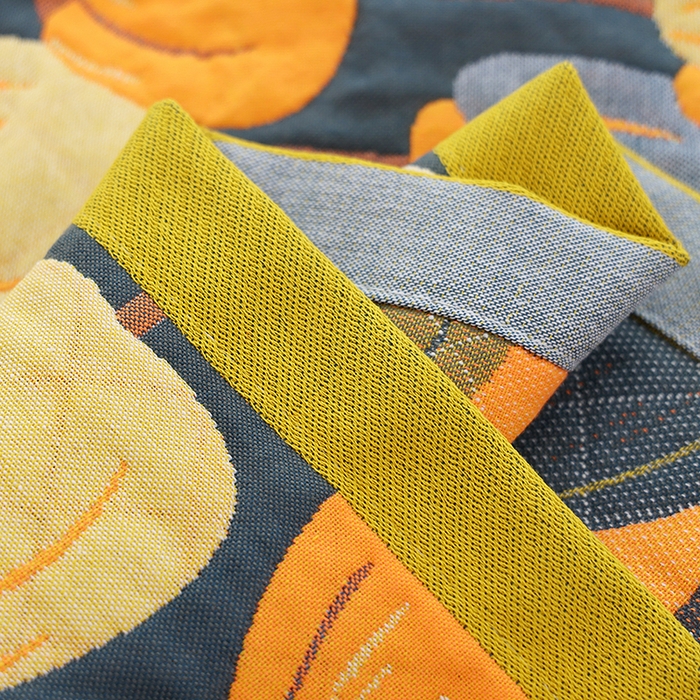 91家纺网 家纺一手货源 找家纺 朴尔家纺-毛巾被 2024新款色织定位提花纯棉四层纱布枕巾 浪漫郁金香-藏青