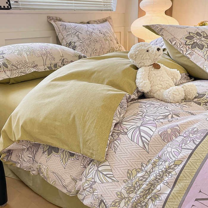 91家纺网 家纺一手货源 找家纺 宜家坊 2024秋冬新款全棉超柔加厚生态磨毛四件套 米莉亚