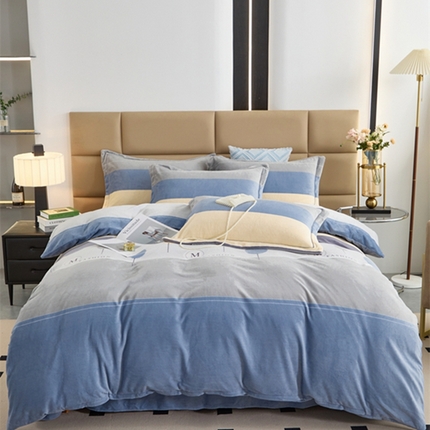 卡迪亚 2024新款全消光牛奶绒印花四件套 极简生活