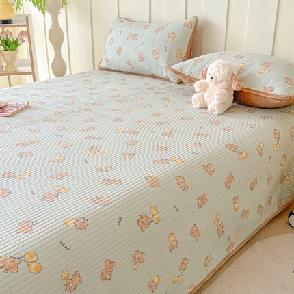 91家纺网 家纺一手货源 找家纺 玉海棠 玉海棠 2024新款针织棉加绒床盖 气球熊