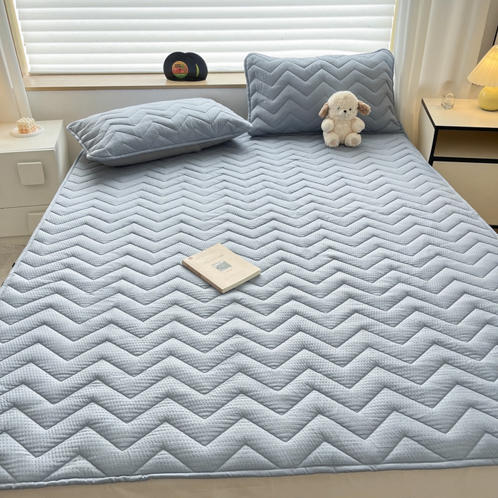 91家纺网 家纺一手货源 找家纺 老帅的工厂店 2025新款泡泡纱提花床垫系列 大床（有买家秀） 灰蓝