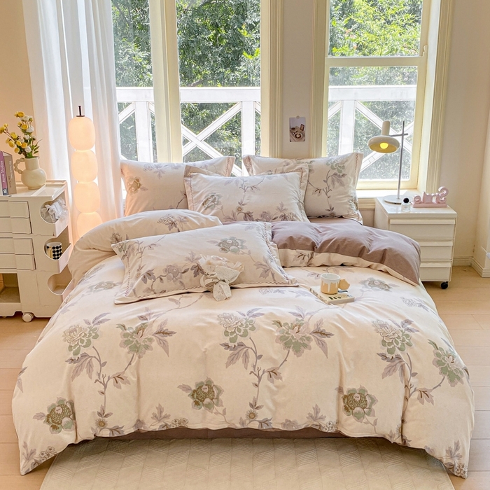 91家纺网 家纺一手货源 找家纺 宜家坊 2024秋冬新款全棉超柔加厚生态磨毛四件套 鹿禾