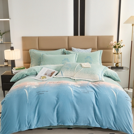 卡迪亚 2024新款全消光牛奶绒印花四件套 夕颜