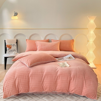 91家纺网 家纺一手货源 找家纺 （总）2024新款牛奶绒雕花麻绳款三件套四件套