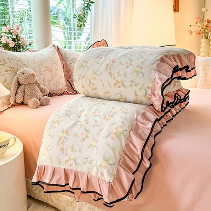 91家纺网 家纺一手货源 找家纺 （总）韩约家纺 2025新款1针织棉皱皱纱床单款夏凉被春秋被冬被四件套