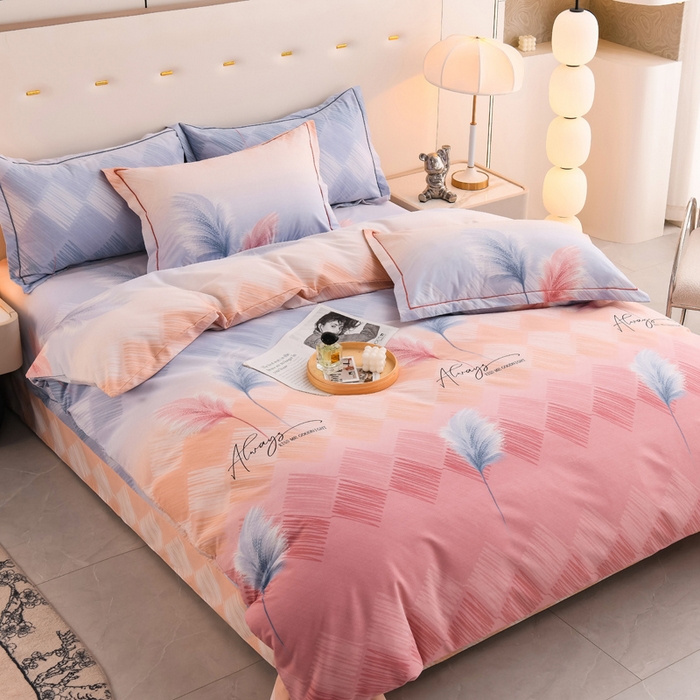 91家纺网 家纺一手货源 找家纺 润淳 2025新直播加厚活性磨毛四件套纯棉三件套 摇曳 粉